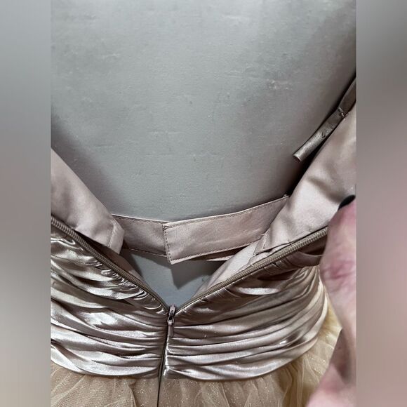 Sherri Hill Beaded Tulle Mini Dress Nude Taupe Rhinestone Corset Size 8 Glam - Picture 7 of 16